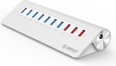 Orico desktop USB hub met 7+3 poorten - USB3.0 - externe 12V voeding / aluminium - 1 meter