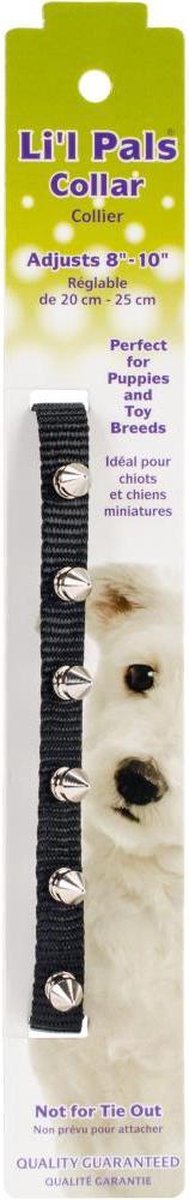 L'il Pals - Halsband met spikes - zwart - 20-25cm
