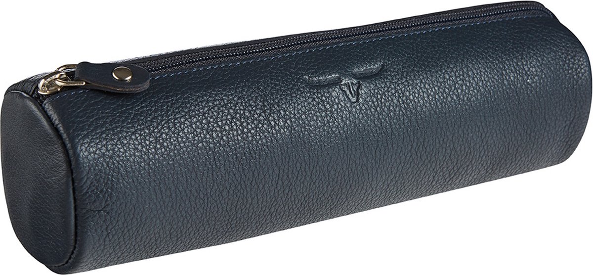 Maverick SARATOGA Leren Pennenetui rond - ritssluiting - blauw
