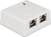 DeLOCK CAT6 Gigabit netwerk uitvoerdoos/montagedoos met 2 RJ45 poorten - afgeschermd - tool-free / wit