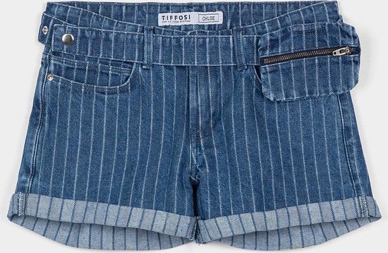 Tiffosi-meisjes-korte broek, korte spijkerbroek-Chloe111-kleur: gestreept  blauw-maat 176 | Bestel nu!
