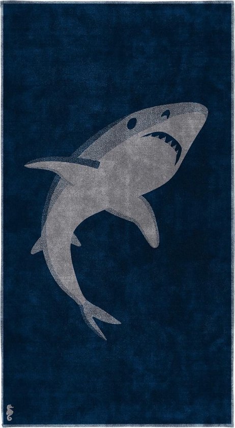 Seahorse strandlaken katoen Sharky blue 100 x 180 cm