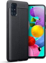 Samsung Galaxy A51 hoesje, Gel case lederlook, Zwart | GSM Hoesje / Telefoonhoesje Geschikt Voor: Samsung Galaxy A51