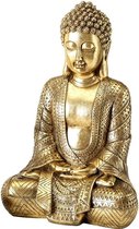 Boeddha beeld goud zittend 39 cm - Woondecoratie beelden