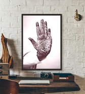 Arabische poster met henna tattoo hand, Islamitische poster,  B2-formaat, fotolijst inbegrepen.