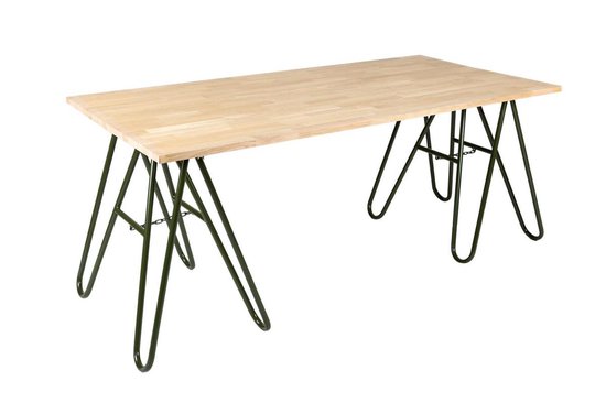 Bol Com Maximavida Eiken Tafel Minsk 180 Cm Legergroene Schragen