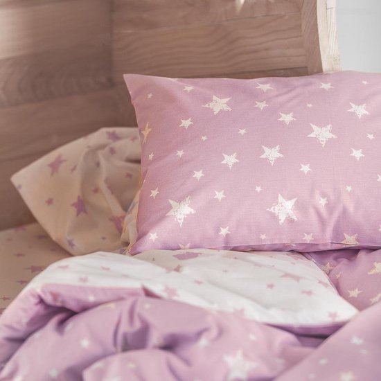 Little Hibboux dekbedovertrek Star katoen 100x150 roze sterren | bol.com
