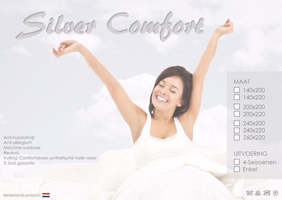 iSleep Silver Comfort 4-Seizoenen Dekbed - Litsjumeaux - 240x200 cm - Wit