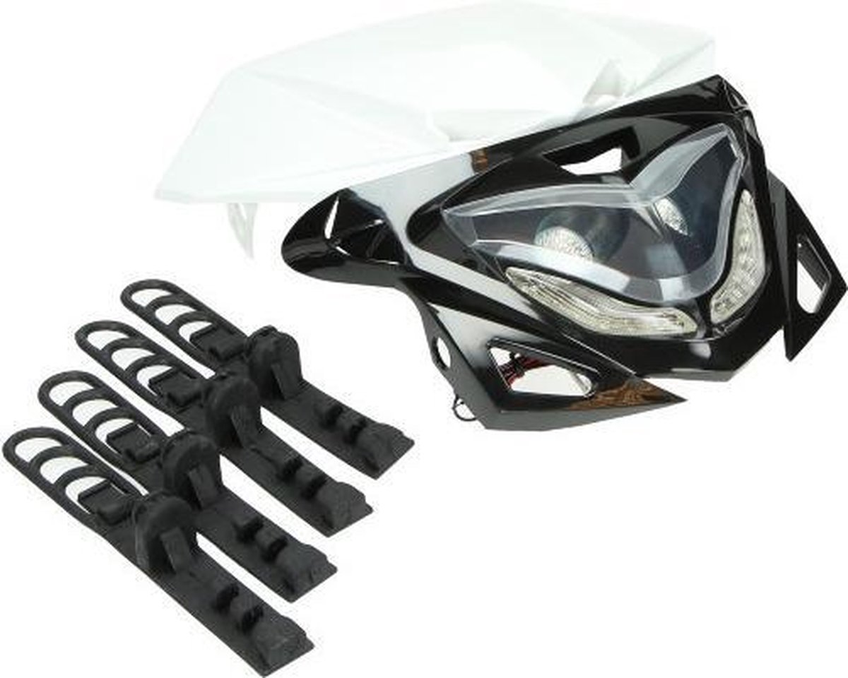Koplamp dubbel + koplampspoiler + ledverlichting wit zwart DMP