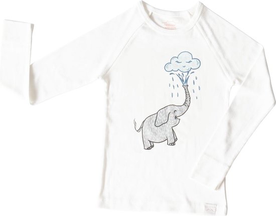 Hibboux pyjamashirt Friendly Elephant unisex kids dierenprint olifant (11-12 jaar)