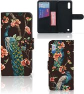 Geschikt voor Samsung Galaxy M10 Telefoonhoesje met Pasjes Pauw met Bloemen