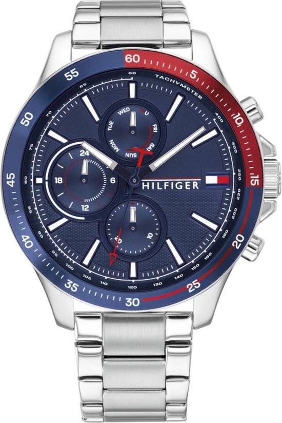 Tommy Hilfiger Bank 1791718 Horloge - RVS - Zilverkleurig - Ø 46 mm |  bol.com