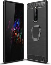 Luxe Nokia Xperia XZ4 hoesje – Zwart – Geborsteld TPU Carbon Case met magneet voor autohouder