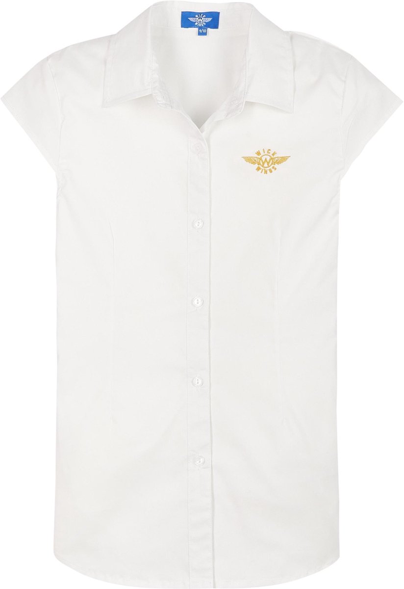 Wick Wings Meisjes Blouse getailleerd kapmouwtje mt 98/104 Wit