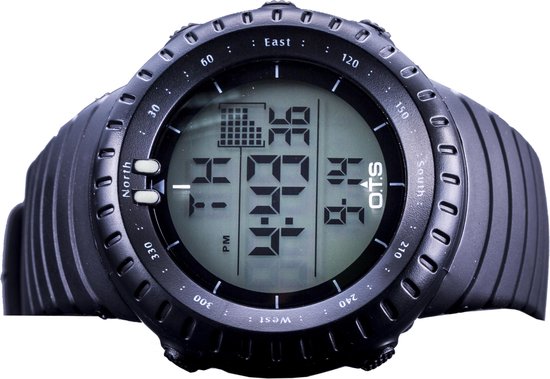 Digitaal Horloge Outdoor en Sport Heren Mannen Sportief Racing Lifestyle Zwart met zilver scherm