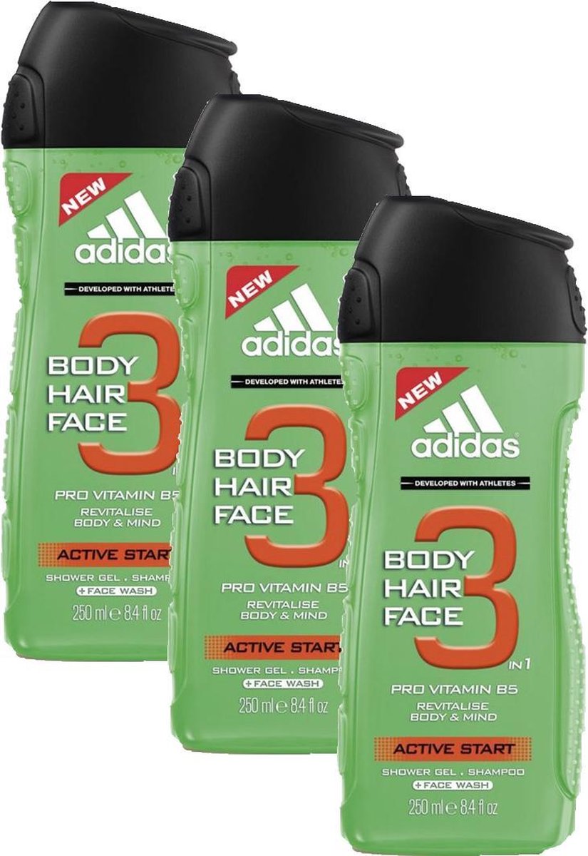Adidas Active Start Hair & Body Douchegel - 3x 250 ml