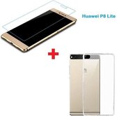 Nieuwe Huawei P8 Lite Tempered glass / Screen protector + Ultra Dun Transparant silicone cover