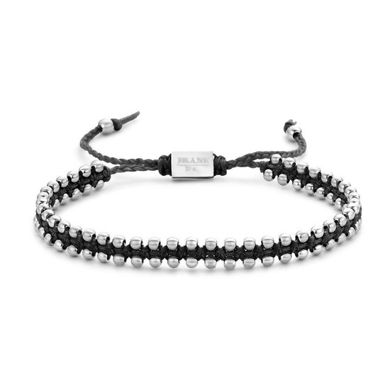 Frank 1967 Nautical 7FB 0453 bracelet perles acier avec cordon noir - taille ajustable