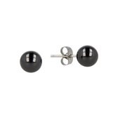 My Bendel zilveren oorstekers met zwarte keramieken bol - Zilveren oorbellen met zwarte keramieken bol - Met luxe cadeauverpakking
