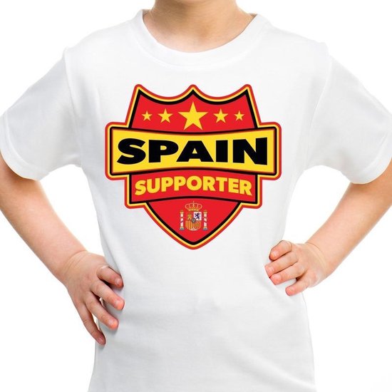 Spain supporter schild t-shirt wit voor kinderen - Spanje landen shirt / kleding - EK / WK / Olympische spelen outfit 158/164