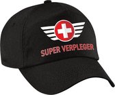 Super verpleger pet zwart voor heren - zorgpersoneel baseball cap - waardering / steun petten