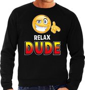 Funny emoticon sweater Relax dude zwart heren S (48)