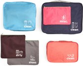 Kikkerland Travel pack - Reiskoffer voor zaken en vakantiereizen - Bevat in totaal 6 tassen