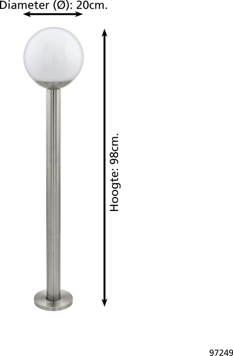 Eglo Nisia-c Lampadaire d'extérieur - Inox E27 - LED