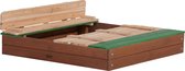 AXI Ella XL Houten Zandbak in Bruin/Groen - Met Zitbankjes en Deksel - FSC hout - 120x120x20cm - Zandbak voor kinderen