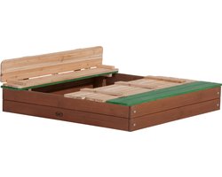 AXI Ella XL Houten Zandbak in Bruin/Groen - Met Zitbankjes en Deksel - FSC hout - 120x120x20cm - Zandbak voor kinderen