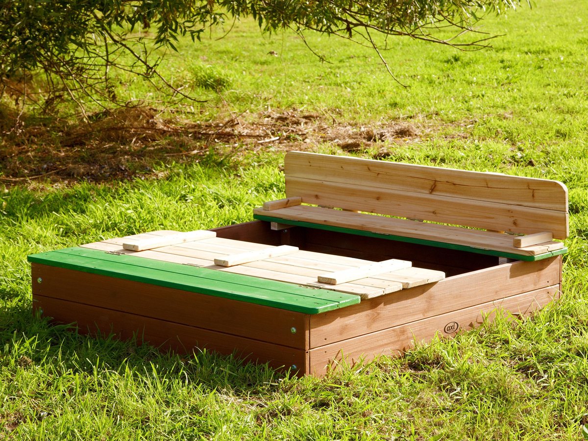 AXI Ella XL Houten Zandbak in Bruin/Groen - Met Zitbankjes en Deksel - FSC hout - 120x120x20cm - Zandbak voor kinderen — afbeelding 10