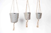 Rasteli Plantenhanger-Bloempothouder Jute Grijs-Bruin-Beige D 11,5 cm H 11,5 cm (Rechts op foto)