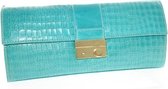 Clutch - Gianni Conti - kalfsleer - croco print - turquoise