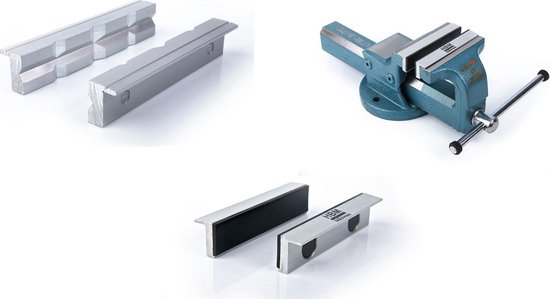 Foto: 2 sets 150 mm opzetbekken bankschroef met rubber en aluminium dubbele v