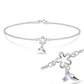 Joy|S - Zilveren bloem Daisy bedel armband 18 cm Lavendel