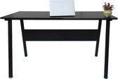 Bol.com Computertafel bureau Stoer - industrieel modern - 130 cm breed - zwart frame en tafelblad aanbieding