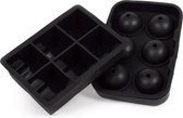 IJsblokjesvorm silicone met deksel - Ijsballenvorm - Ice Cube Tray - 6 Ijsballen/6 ijsklontjes  - Duo XL -  Incl. Trechter