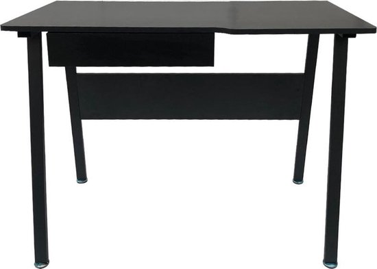 Bureau computer tafel Stoer - industrieel modern design - zwart metaal met  hout- 110... | bol.com