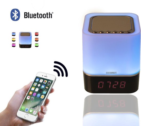 Bluetooth Speaker Wekker - 7 Kleuren Touch LED - Mooie Muziek & Verlichting  - Kado... | bol.com