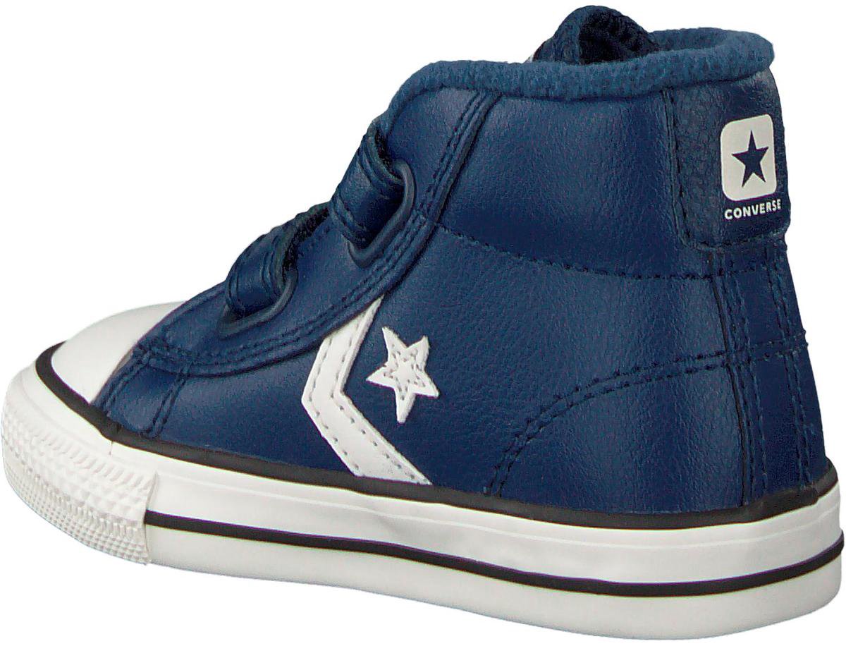 Converse Star Player 2v Mid Hoge sneakers - Leren Sneaker - Jongens - Blauw  - Maat 21 | bol.com