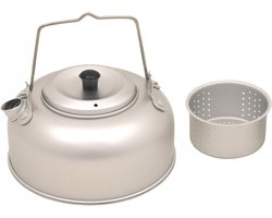 Fox Outdoor lichtgewicht klein fluitketeltje met theezeef aluminium 0.95 liter - zeer compact