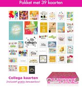 Collegakaarten wenskaarten pakket - 39 kaarten + gratis bewaarbox