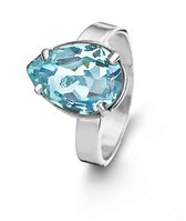 Silventi  943283259 56 Zilveren Dames Ring - maat 56 - Blauwe Swarovski Kristal - zilverkleurig