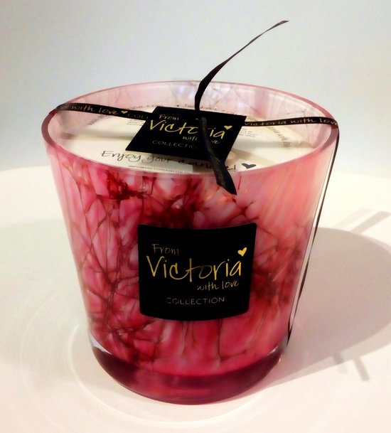 Victoria with Love - Kaars - Geurkaars -Pink-Marble-Medium-- Glas