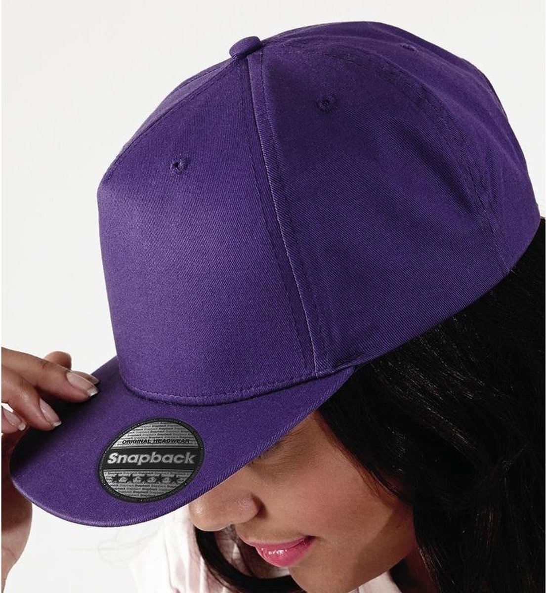 Snapback rapper cap / pet - 5 pannel voor volwassenen - paars - one size petten