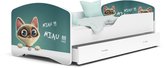 Kinderbed katten 80x140 cm - wit - met matras- met lade