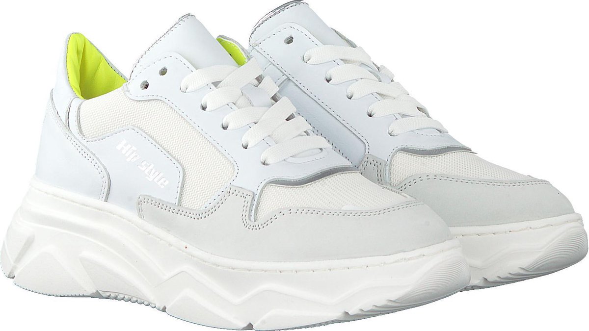 HIP H1266 Sneakers Wit Fluor Geel♥ | OnlineShoeShop.nl®