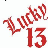 Rode Lucky 13 autosticker - stikker met ongeluksgetal - maak 13 uw geluksgetal - Lucky13 - 14,8 x 15 cm - aut135