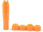 Vibromasseur Pocket Rocket avec 4 accessoires différents (orange)