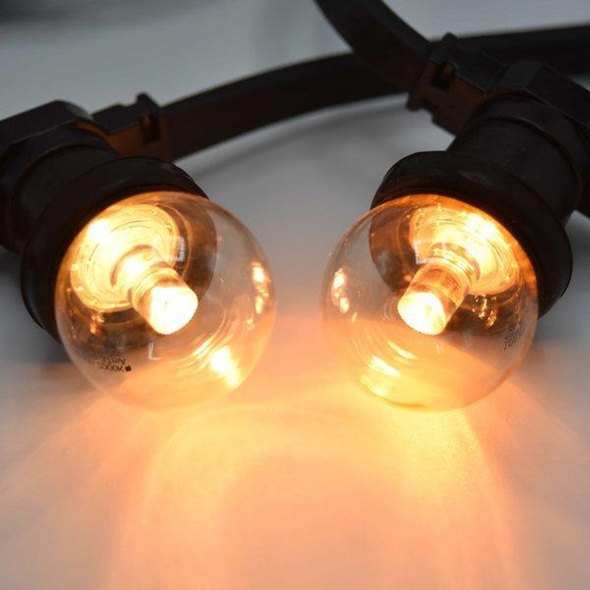 Prikkabel set met LED lampen, 20 meter met 40 fittingen - 1 watt lampen met lens 2000K